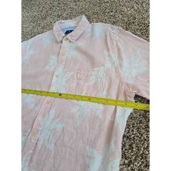 Ben Sherman Linen Rayon Shirt L Pink White Tropical Button Down Men's Summer - Picture 8 of 8
